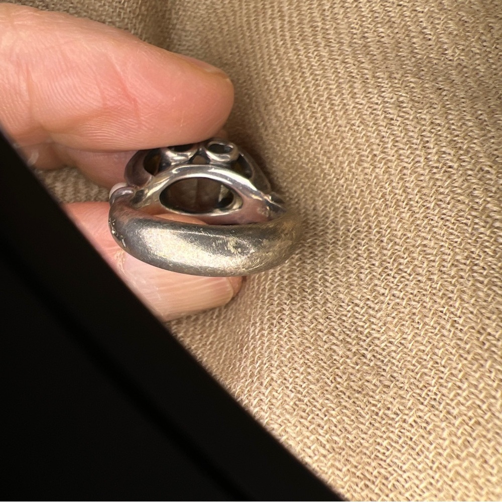 Ann king sterling silver 18K green amethyst/prasiolite pearl butterfly ring - Picture 14 of 16